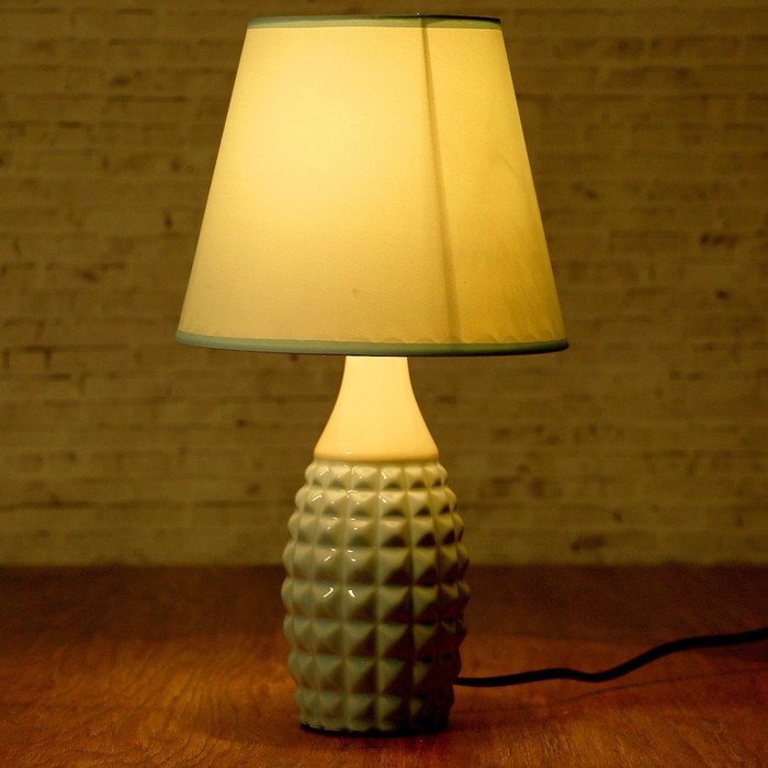 Лампа настольная с абажуром "Грани" светло-голубая 220V 40 Вт E14