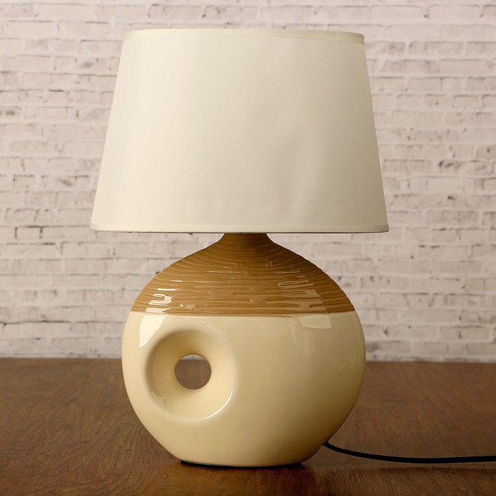 Лампа настольная с абажуром "Две стихии" сливочная 220V 40 Вт E14