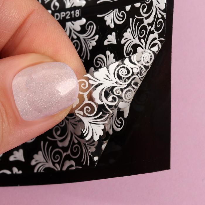 Наклейки для ногтей "Узор", 9*14см, цвет белый