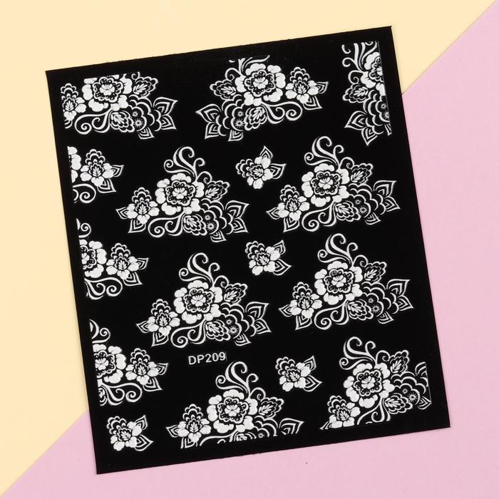 Наклейки для ногтей "Цветок", 9*14см, цвет белый