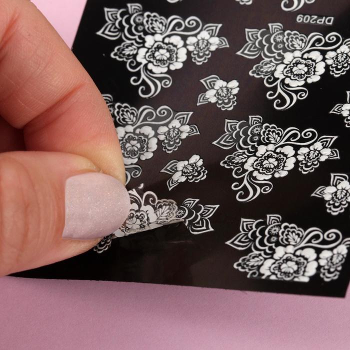 Наклейки для ногтей "Цветок", 9*14см, цвет белый