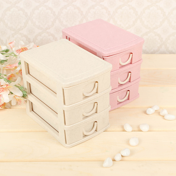 Мини-комод для мелочей 3 секции 13х9х11,5 см, цвет МИКС