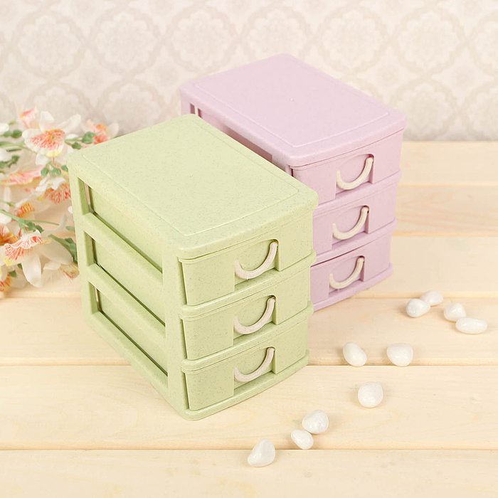 Мини-комод для мелочей 3 секции 13х9х11,5 см, цвет МИКС