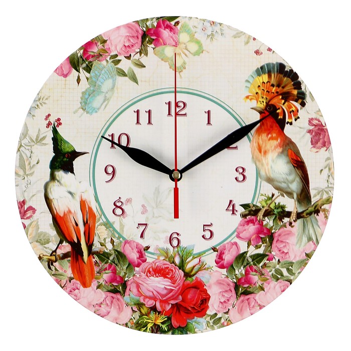Часы-винтаж "Птицы в цветах"
