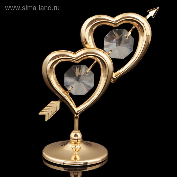 Сувенир «Сердца», 7×6×3 см, с кристаллами
