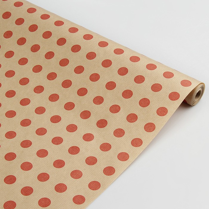 Бумага упаковочная крафт "Горох красный", 0,7 х 10 м, 40 г/м²