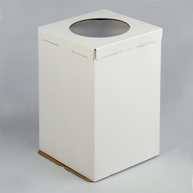 Кондитерская упаковка, короб белый, с окном, 30 х 30 х 45 см
