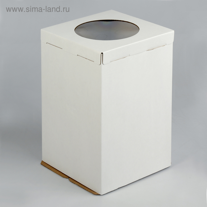 Кондитерская упаковка, короб белый, с окном, 30 х 30 х 45 см