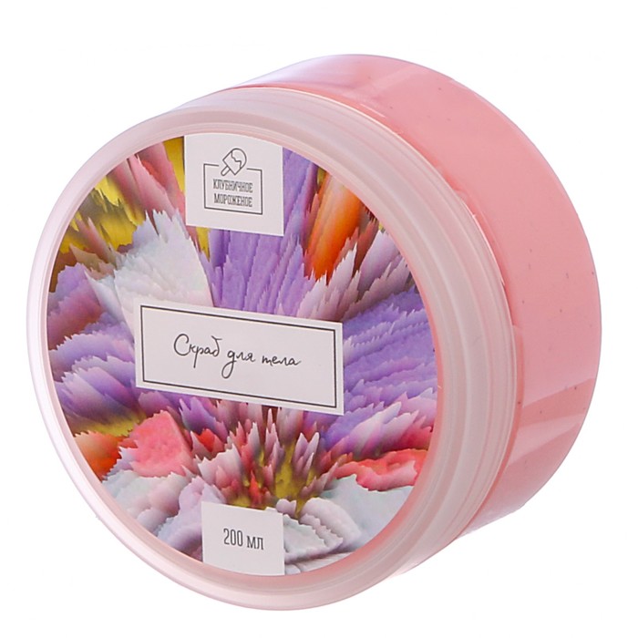 Подарочный набор "8 Марта - праздник нежности": скраб для тела с ароматом клубничного мороженого, мочалка
