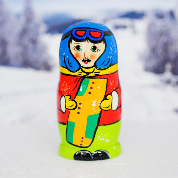 Матрешка 3 кукольная "Горнолыжники" 11 см