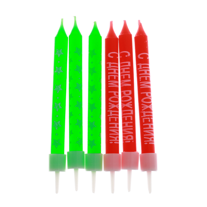 Свечи в торт "С Днем Рождения" 6 шт