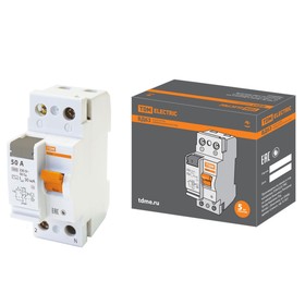

УЗО TDM ВД63, 2Р, 50 А, 30 мА, электронное, SQ0220-0012