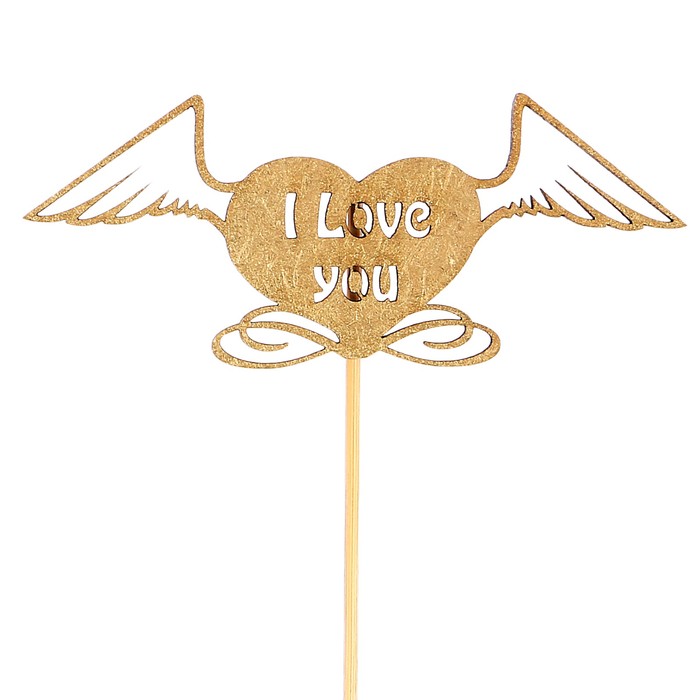 Топпер "I Love you, в сердце" на подвесе, золотой