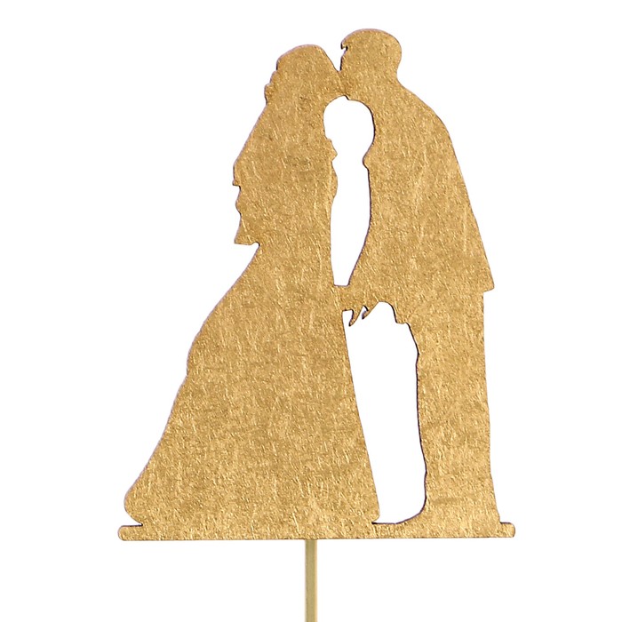 Топпер "Парочка, поцелуй" на подвесе, золотой