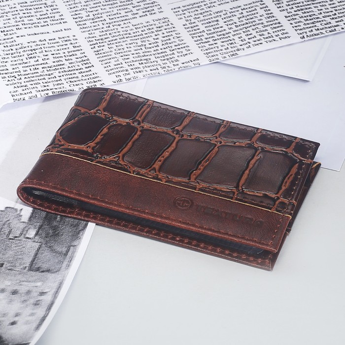 Визитница "Коричневый скат", 1ряд, 18листов, цвет коричневый