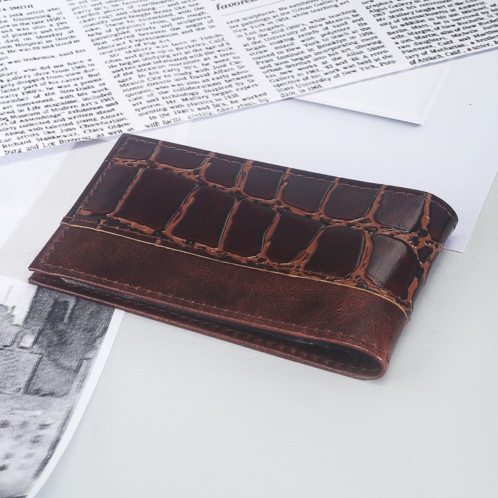 Визитница "Коричневый скат", 1ряд, 18листов, цвет коричневый