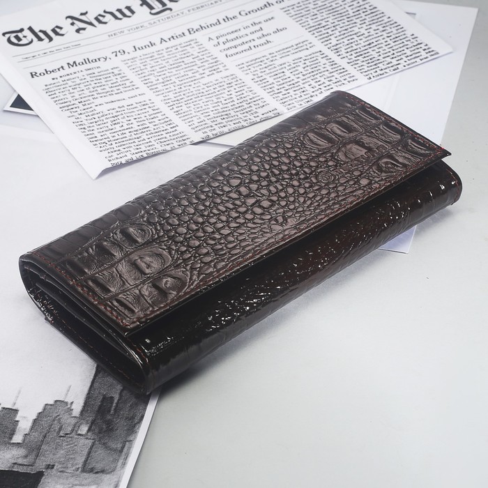 Кошелёк женский Textura, 2 отдела, отдел для кредиток и монет, цвет коричневый кайман