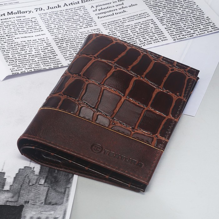 Обложка для автодокументов и паспорта, 4 кармана для карт, скат/пулап, цвет коричневый/светло-коричневый