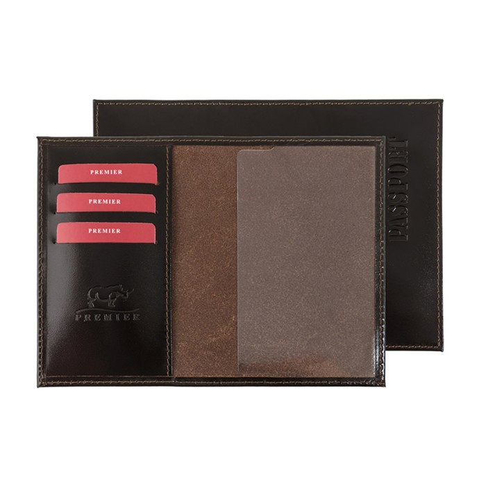 Обложка для паспорта, отдел для кредитных карт, цвет коричневый