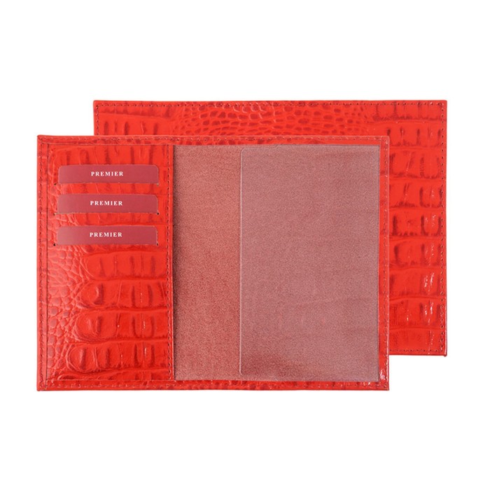 Обложка для паспорта, отдел для кредитных карт, цвет красный