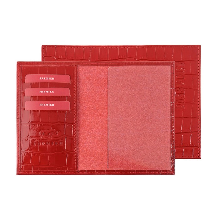 Обложка для паспорта, отдел для кредитных карт, цвет красный