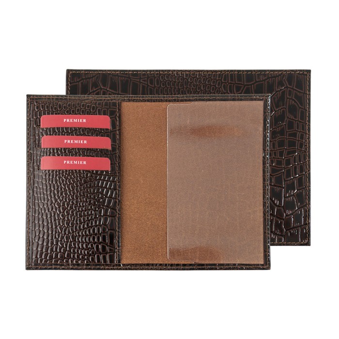 Обложка для паспорта, отдел для кредитных карт, цвет коричневый