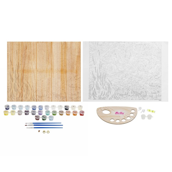 Картины по номерам на дереве 40х50 Ван гог "Звездная ночь " GT192