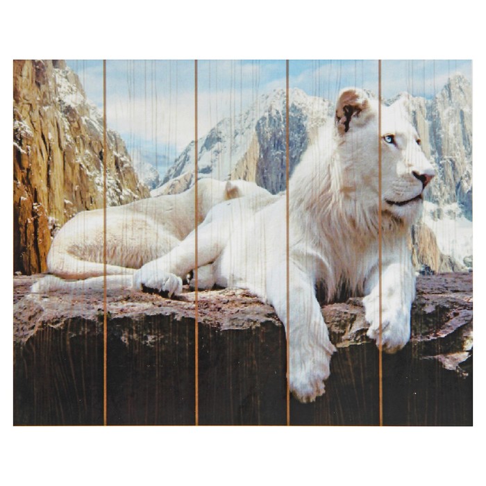 Картины по номерам на дереве "Белый лев"