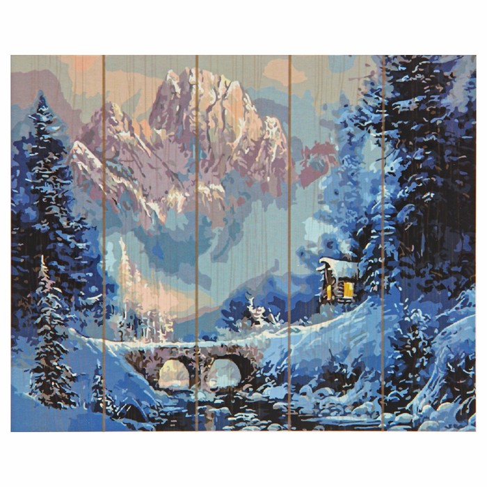 Картины по номерам на дереве "Зима в горах"