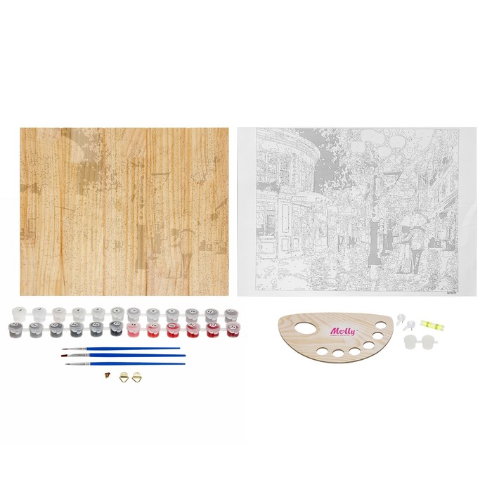 Картины по номерам на дереве "Вечерняя прогулка"