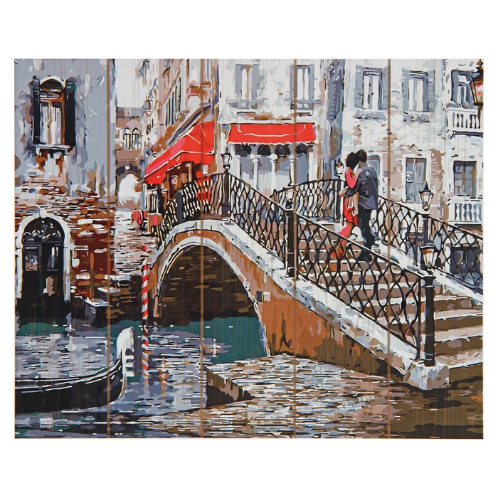 Картины по номерам на дереве "Мостик влюбленных"