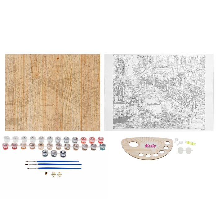 Картины по номерам на дереве "Мостик влюбленных"