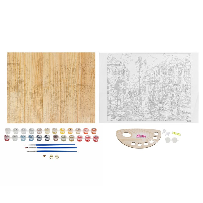 Картины по номерам на дереве "Городской трамвай", Афремов