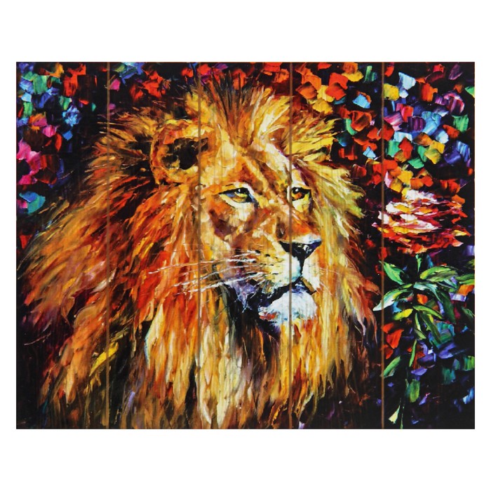 Картины по номерам на дереве "Лев и роза", Афремов