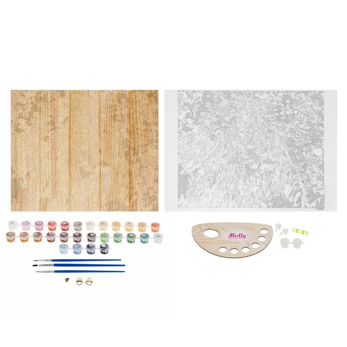 Картины по номерам на дереве "Лев и роза", Афремов