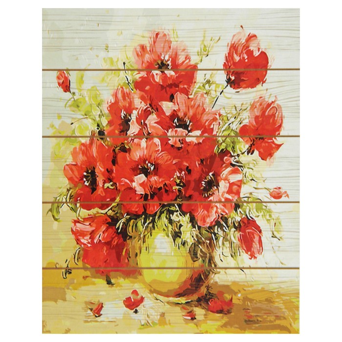 Картины по номерам на дереве "Букет маков"