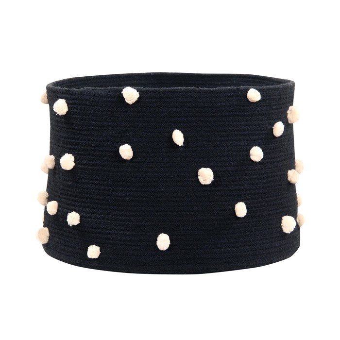 Корзина с горошинами, диаметр 45 см, высота 30 см, цвет чёрный