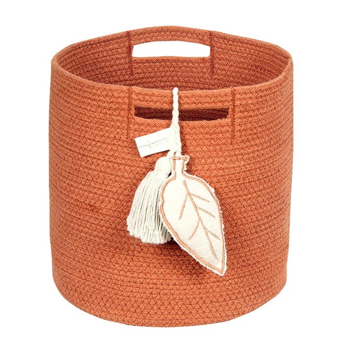 Корзина с листом, размер 30х30х30 см, цвет терракотовый