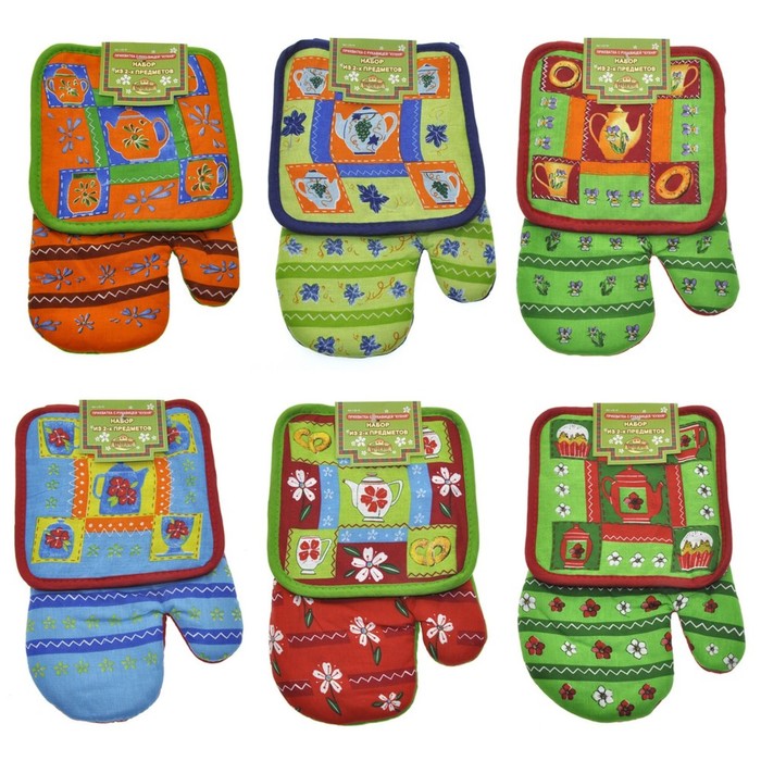 Набор прихваток "Кухня", размер 17х17 см, 17х27 см, цвет микс L22-10