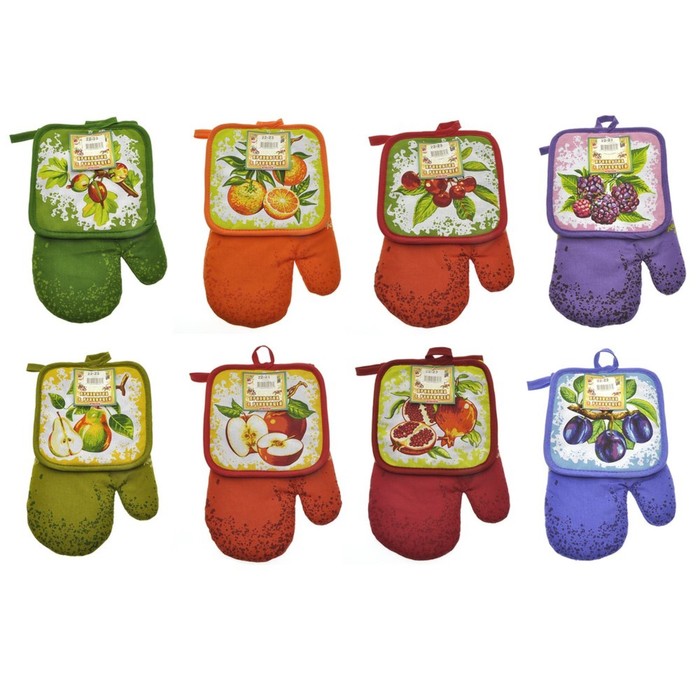 Набор прихваток "Фрукты", размер 17х17 см, 17х27 см, цвет микс Z22-23