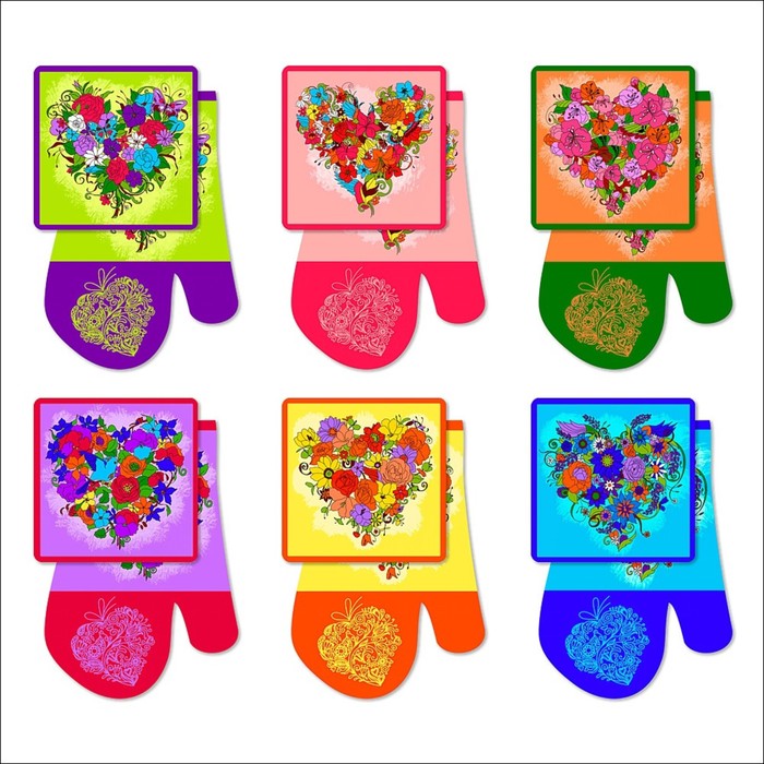 Набор прихваток "Цветочное сердце", размер 17х17 см, 17х27 см, цвет микс Z22-36