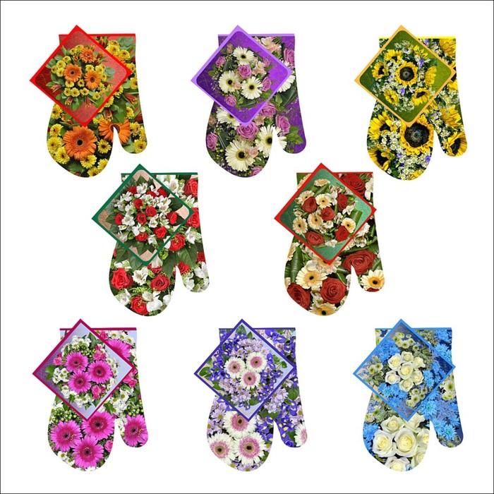 Набор прихваток "Букет фото", размер 17х17 см, 17х27 см, цвет микс L22-41