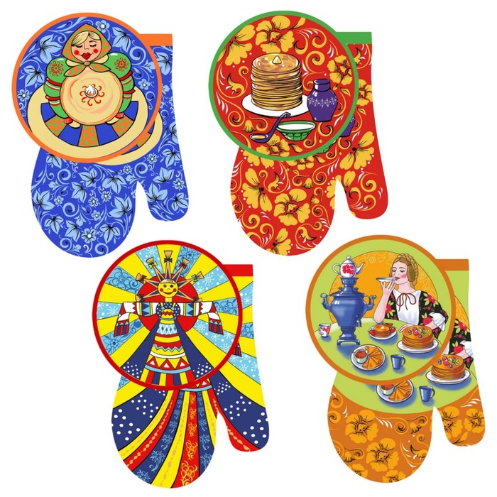 Набор прихваток "Масленица", диаметр 20 см, 17х27 см, цвет микс Z22-56