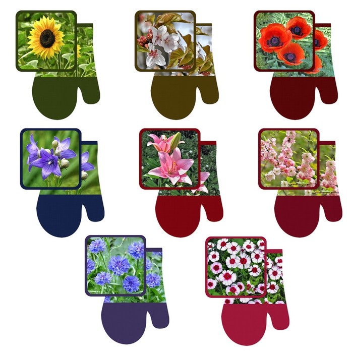 Набор прихваток "Фото-цветы", размер 17х17 см, 17х27 см, цвет микс L22-84