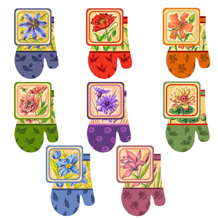 Набор прихваток "Новые цветы", размер 17х17 см, 17х27 см, цвет микс L22-118