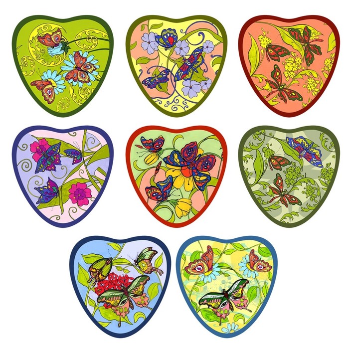 Прихватка-сердце "Бабочки", размер 17х17 см, цвет микс L22-179