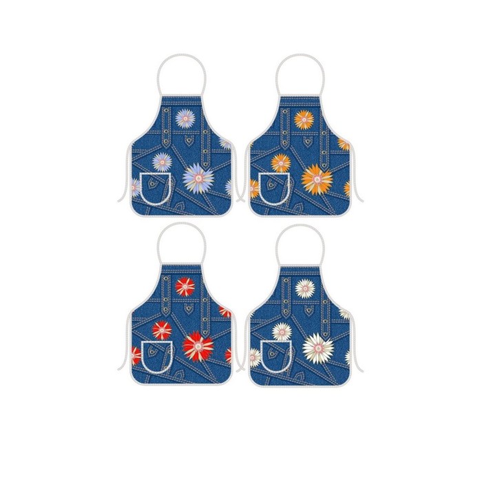 Фартук "Джинс-цветы". размер 52х72 см, цвет микс МТ71-106