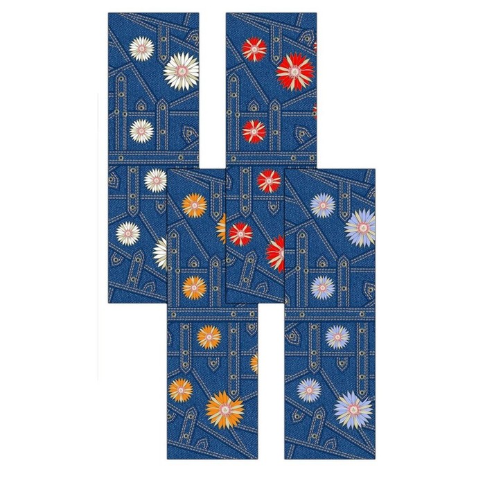 Дорожка на стол "Джинс-цветы", размер 45х145 см, цвет микс МТ71-107