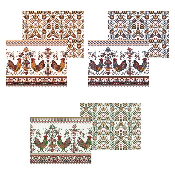 Набор салфеток "Вышивка крестиком", размер 33х44 см-2 шт., цвет микс ТП71-110