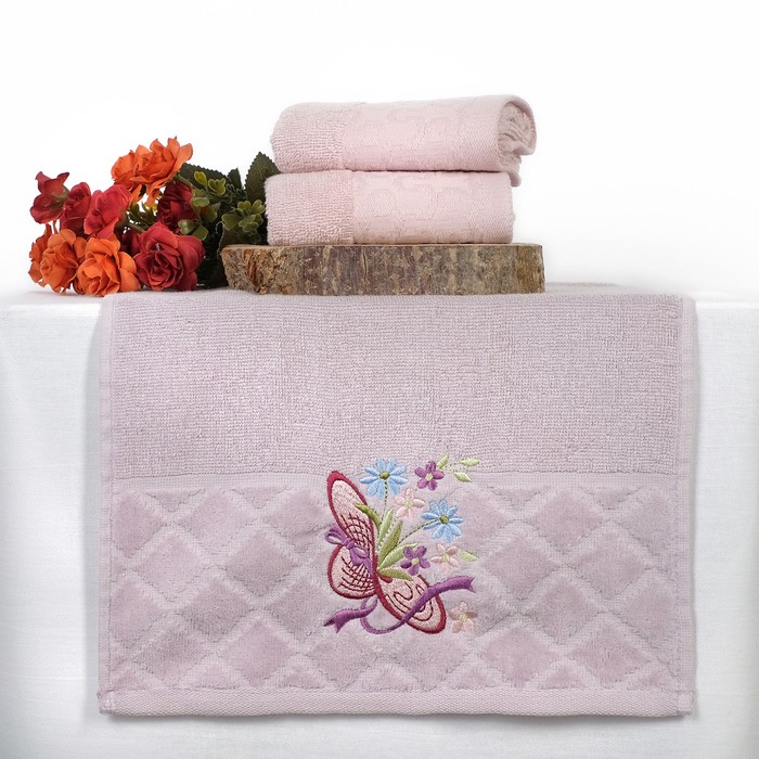 Комплект махровых полотенец "Шляпка" , 30х50смх3шт, цвета МИКС, 400г/м2, хлопок 100%